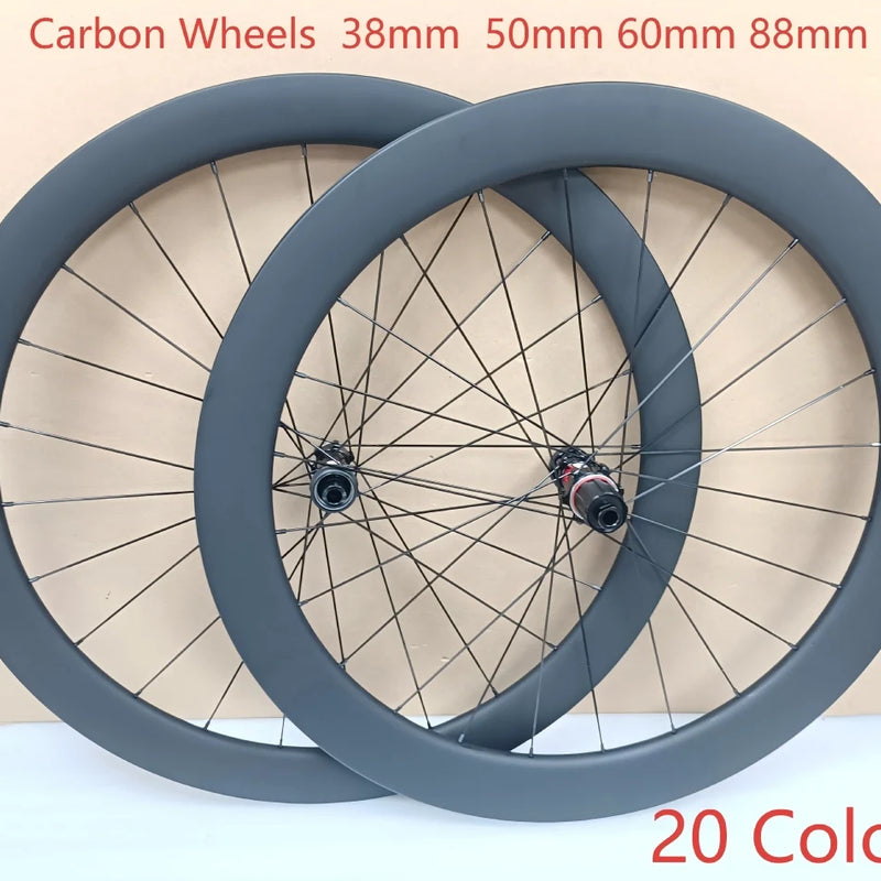 700C Road Bicycle Carbon Wheels 60mm 50mm Disc Brake Bike Wheelset Clincher Tubeless With Good Quality