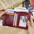 CONTACT'S Fashion Genuine Leather Women Wallet Bifold Card Holder Coin Purse Small Women's Purse Money Clip Men Pocket Wallets