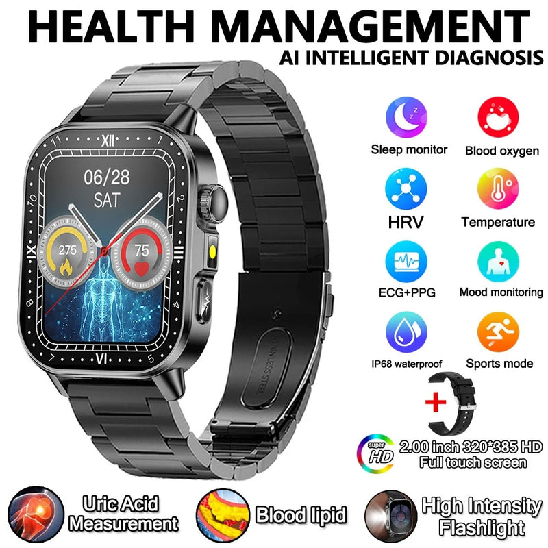 Model Uric Acid & Lipid Health Analysis Smart Watch Men ECG+PPG Bluetooth Call 2.01 - inch Flashlight - Visuel 9 | SAMAG