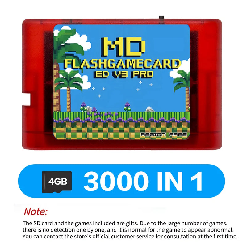 2026 New 3000 in 1 EDMD V3 Pro Card With 8GB TF Card MD Game Card For SEGA Genesis Mega Drive Master System Game Console