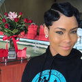 13x4 Transparent Lace Front Short Pixie Cut Wig Finger Waves Brazilian Human Hair Wigs with Pre Plucked Bangs Glueless for Women