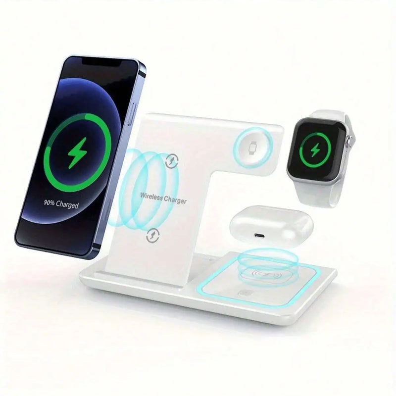 Wireless Charger 3-In-1 Charging Station,Wireless Charger Mobile Phone Holder, LED 3 in 1 Wireless Charger Station For iPhone 17 16 15 14 13 12 Pro Max Apple Watch 10/9/8/7/6/5 AirPods 3/2 Fast Charging Dock