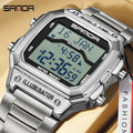SANDA Brand Men Electronics Watch Waterproof Luminous Square Dial Man Wristwatch Digital LED Alarm Digital-watch Sport Watch