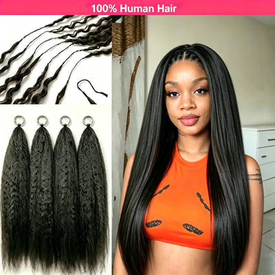 Frizira 300g Kinky Straight Feather Crochet 100% Human Hair Extension Pre Separated Knotless Crochet Hair Bundles For Reusable Boho Braids