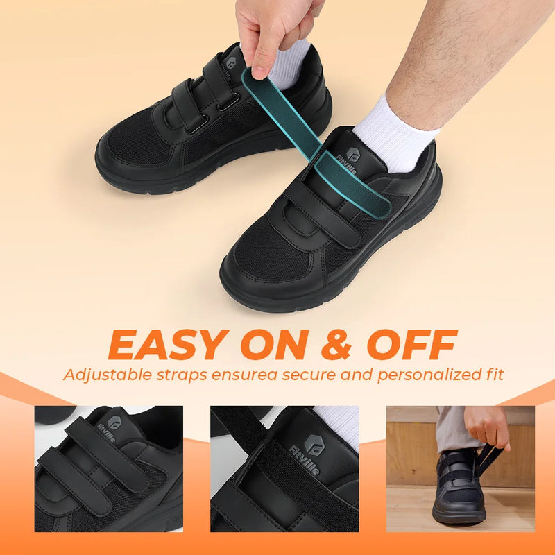 FitVille Men'S Diabetic Shoes Extra Wide 4E Senior Shoe Relieve Neuropathy Suitable For Swollen Foot Pain With Arch Support