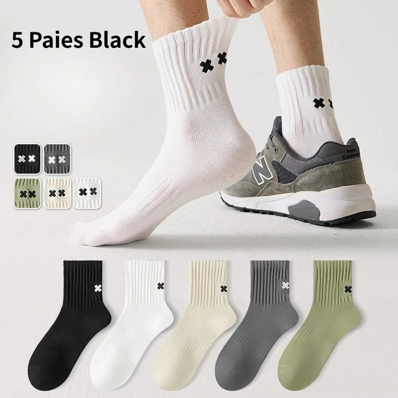 Pairs Men's Spring Autumn Mid Tube Socks Pure Cotton | SAMAG