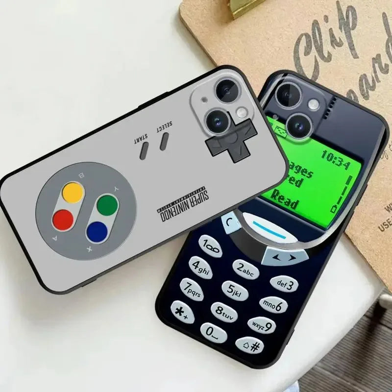 Retro Personality phone case For iphone16E 16pro 15pro 14 13 12 11 7 8 XR XS 14plus Silicone Anti Fall Protective Cover
