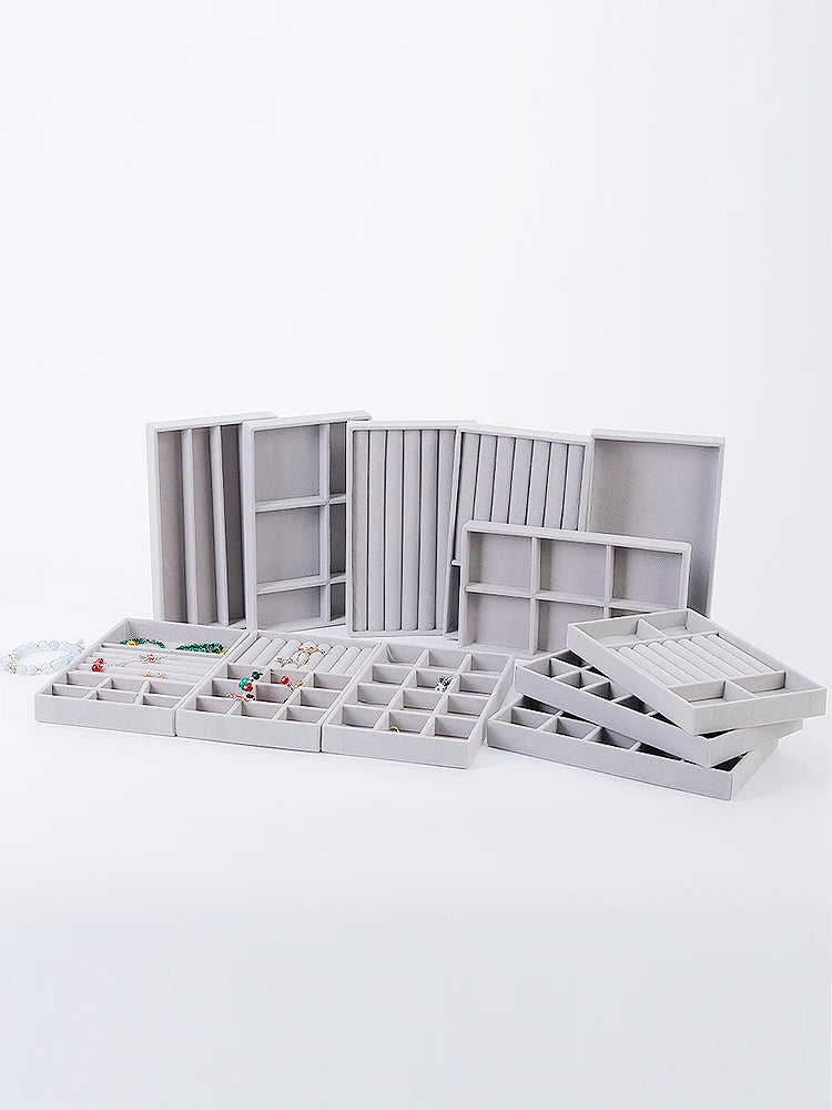 1 Set, (Including 8PCS) Flocking Jewelry Box Jewelry Tray