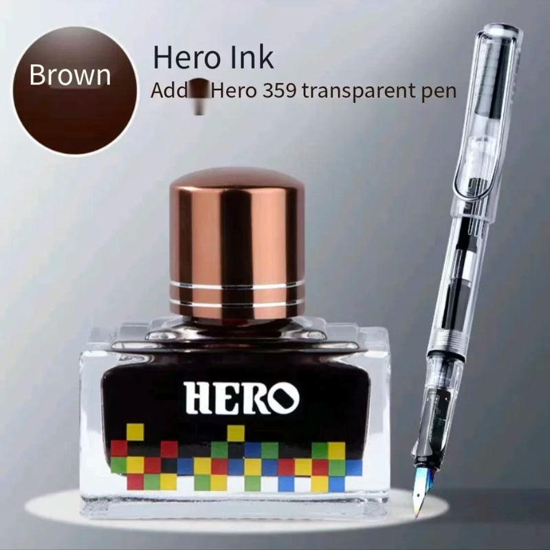 Hero 12 Colors Non-Carbon Ink 40ml Waterproof Quick Dry Fountain Pen Calligraphy Drawing Ink