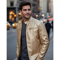 Men's PU leather jacket stand-up collar slim-fit vintage-style biker jacket spring/fall top