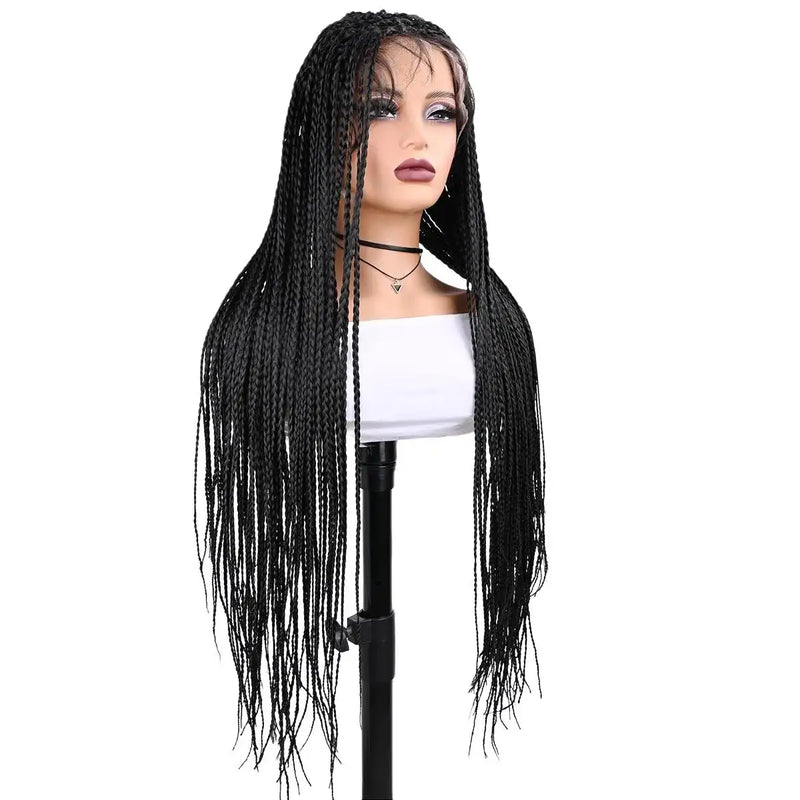 Synthetic Full Lace Wig Braided Wigs For Black Women Cornrow Box Wig Braid 36 Inches Braiding Hair Knotless Box Braids Wigs
