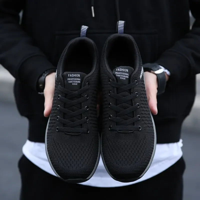 Ngouxm Men Running Sneakers Lightweight Sport Classical Lace Up Mesh Breathable Casual Shoes Male Fashion