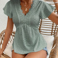 Elegant French Style Women's Top Ruffle Collar Splice - View 4 | SAMAG