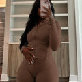 Fall Siold Bodycon Zipper Crop Top Women Tracksuits Sets+Trousers Women Black Gray 2 Two Pieces Matching Leggings Shorts Suits