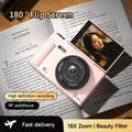 Lenovo Digital Camera 180° Flip Screen 5k Video Vlog Camera 75mp Anti-shake 18x Zoom Portable Body Camera For Students Gifts