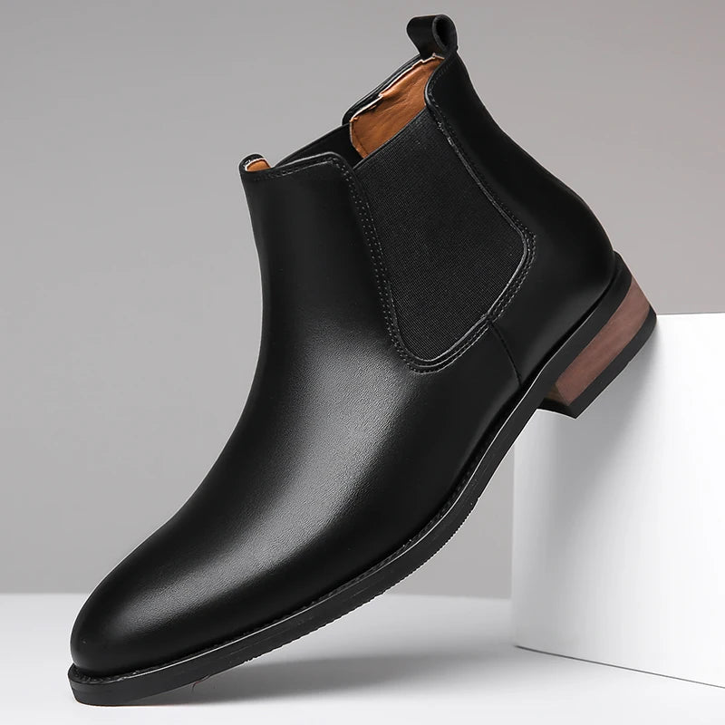 2026 New Mens Casual Leather Chelsea Boots British Style Genuine Leather Outdoor Slip On  Ankle Boots Flat Designer Oxford Shoes