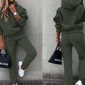Autumn Winter New Solid Color Long Sleeve Hoodie Women's Casual Suit Fashion Loose Sports Hoodie + Small Foot Pants 2 Piece Set