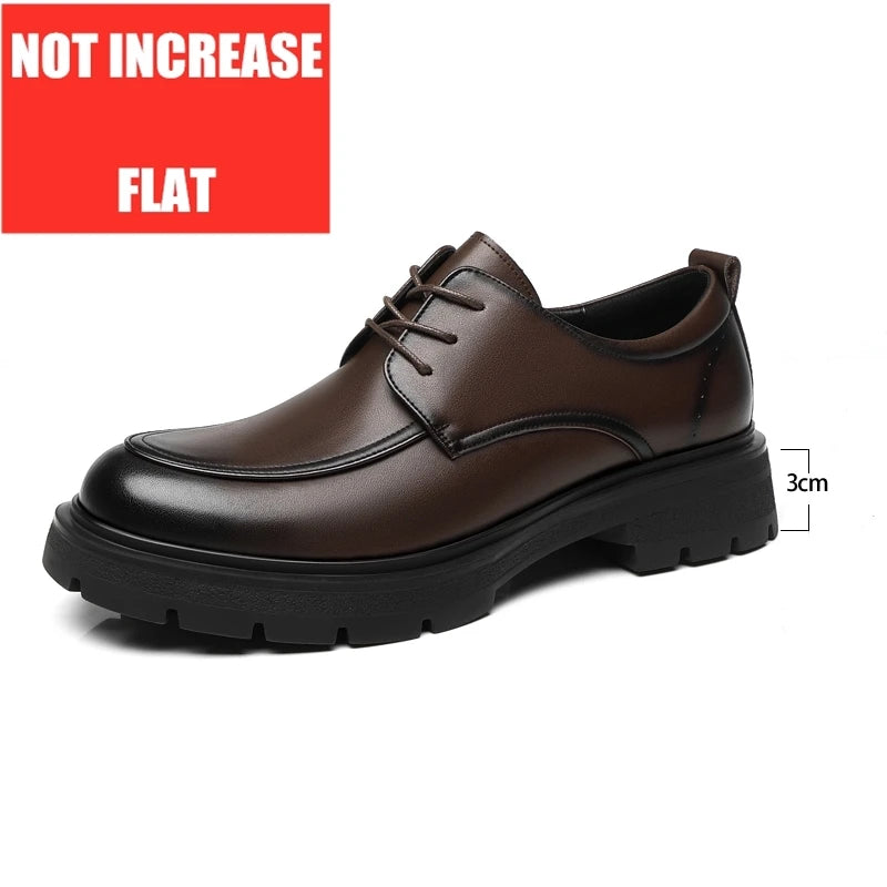 Invisible Comfortable Heightened Shoes for Men 3/6/8CM Thick Platform Genuine Leather Man Dress Shoes Casual Elevator Derby Shoe
