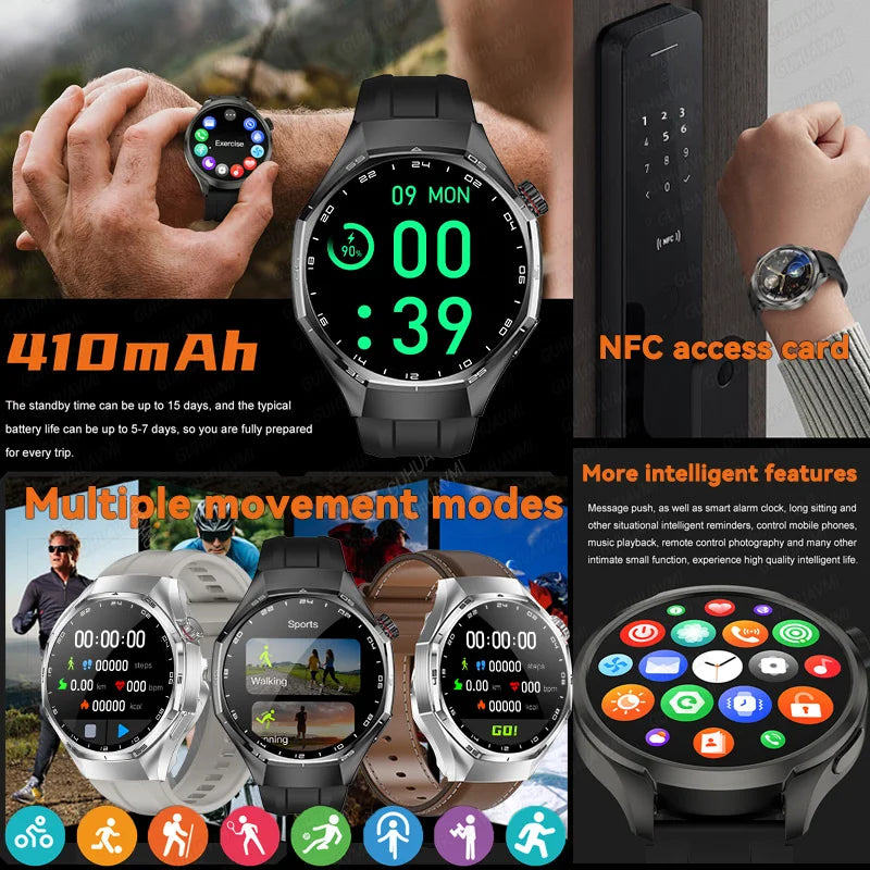 NEW GPS Outdoor fitness NFC Smart Watch 1.5 Inch AMOLED Screen Bluetooth Call IP67 Waterproof Man Smart Watches For Man 2026