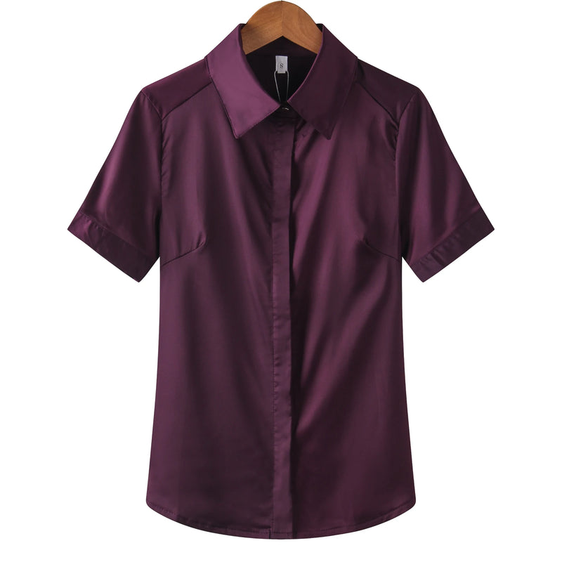 Simulation Silk Shirt Women's Short Sleeve New Wild - View 10 | SAMAG