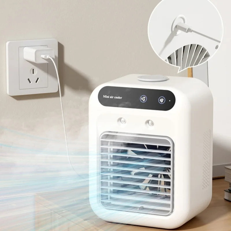 500ml Mini mobile air conditioner fan Portable desktop water capacity air cooler fan humidifier cooling function USB charging