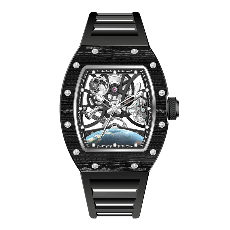 Hot Selling New High Quality Barrel Case Automatic Watch Stylish Sports Silicone Strap Mechanical Business Casual Watches