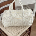 Lightweight Large Capacity Floral Quilted Travel Bag Handheld Diagonal Boston Bag Korean Version Ins Fresh Sweet Cotton Bag