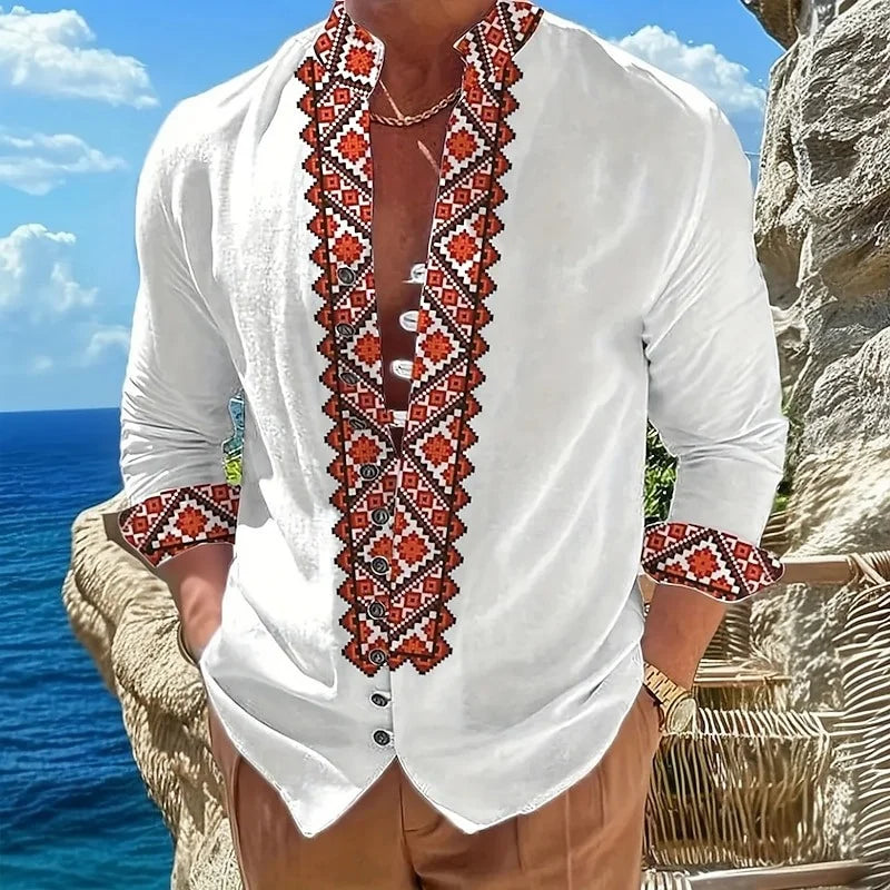 New men's Long Sleeved Shirt With Gold 3D Turtle Print | SAMAG