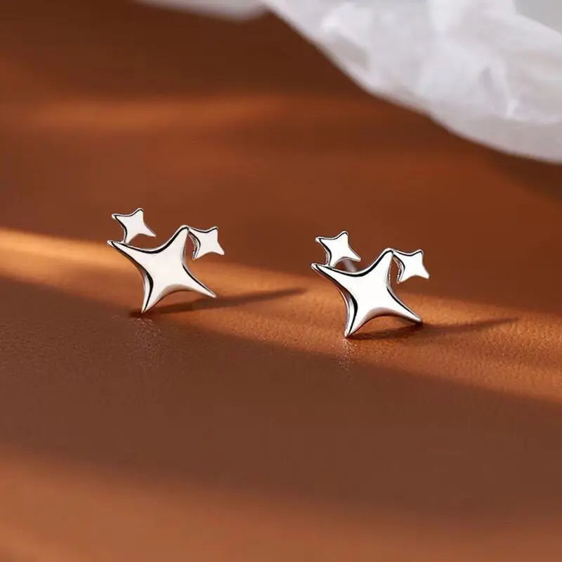 925 Sterling Silver Hypoallergenic Stud Earrings for Women Moon Star of David Maple Leaf Heart Lightning Earrings S999 Jewelry