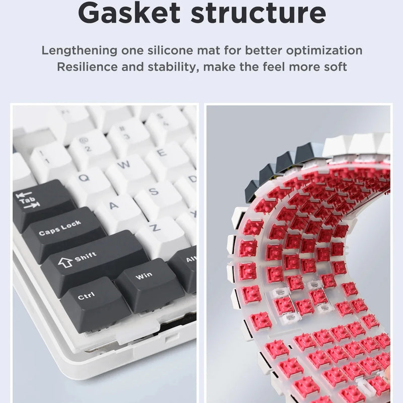AULA F87 Pro Mechanical Keyboard 2.4g/Usb/Bluetooth Tri Mode Wireless 87 Key Rgb Pbt Gasket 5 Layer Silencing Full Key No Impact