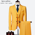 Luxury 3 piece men's wedding suit fashion men's slim solid color business office suit sets large size men Blazer+ pants + vest