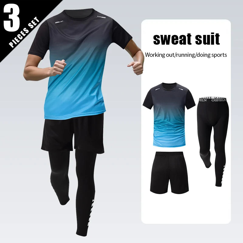 5/3/2/1 Piece Men's Four Seasons Multi-match Combination Sports Suit Gradual Zipper Jacket Running Fitness Short-sleeved Shorts