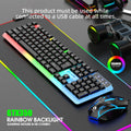 Mechanical Feel Keyboard and Mouse Set, with RGB LED Backlight, USB Wired - 104 Keys - Ideal Choice for Gaming and Office
