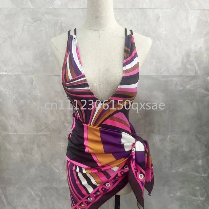 Women's Scarf Swimsuits with Letter Signature Logo Lady | SAMAG
