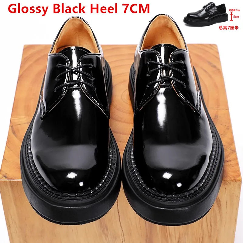 Luxury Mens Dress Shoes Genuine Leather Brogue British Business Suit Thick Sole Formal Casual Breathable Wedding Shoes Male