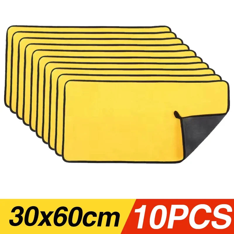 1/3/5/10PCS Car Wash Towels Cleaning Cloth Absorbent Dry Cloth General Purpose Microfiber Towel Thickened Yellow 30/40/60cm