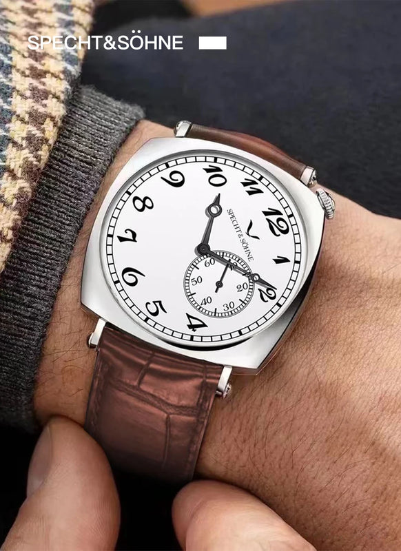 New Specht & Söhne 1921 Men's Automatic Mechanical Watch Vintage Watch Sapphire Genuine Leather Stainless Steel 50M Waterproof