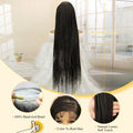 Synthetic Full Lace Cornrow Braided Wigs 36 Inches Lace Frontal Square Knotless Box African Braiding Wig for Black Women