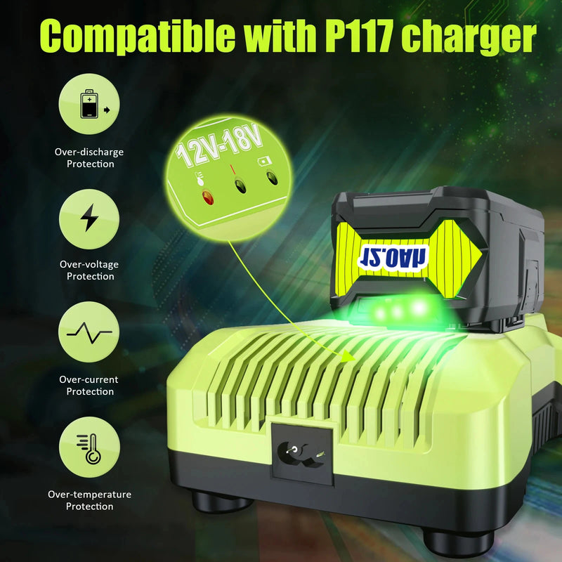 12Ah For RYOBI 18V Battery P108 18V One+ Plus Battery 18 Volt Lithium-Ion Power Tools P104 P107 RB18L50 RB18L20 P108