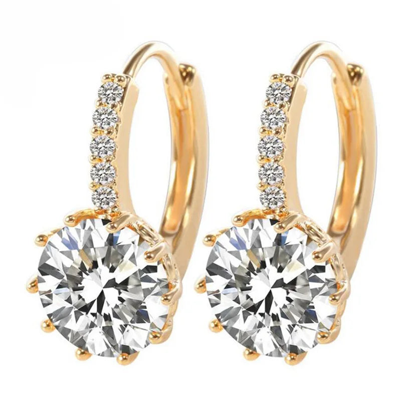 Classic Green AAA Cubic Zirconia Stud Earrings Round Crystal Girl Ear Studs For Women Multicolor Fashion Jewelry brincos AE176