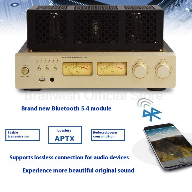 2x250W EL34 Tube Amplifier 5.4 Bluetooth Audio AMP Raytheon Tubes APTX HD Optical Coaxial  For Home Theather HiFi Sound System
