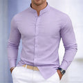 Men's stand-up collar white or black long-sleeved shirt | SAMAG