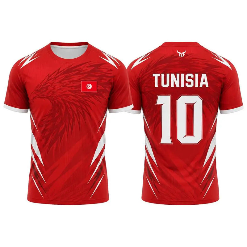Tunisia Flag Print Jersey Men Outdoor Sports Soccer Training Uniform Men's And Women's Quick Dry Breathable O-neck Short-sleeved