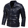 2025 Winter Black Leather Jacket Men Fur Lined Warm Motorcycle Jacket Slim Street Fashion BLack Biker Coat Pleated Design Zipper