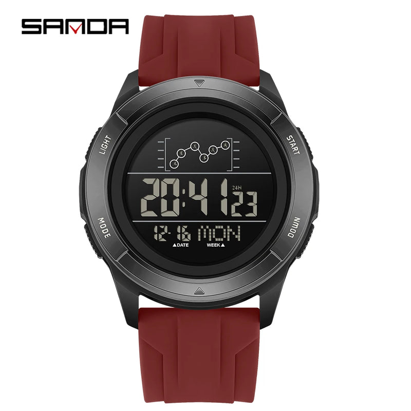 SANDA 2198 Timing Men's Electronic Watch Outdoor Climbing Sports Waterproof LED Large Dial Alarm Clock - Visuel 11 | SAMAG