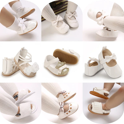 VALEN SINA 0 - 18 Months Newborn Girl White Baptism Shoes | SAMAG