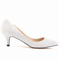 Large Size Women Solid Color Pumps Classic 5cm Low High Heels Breathable Slip On Pointed Toe Stiletto Female Work Wedding Shoes
