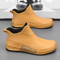 Men's Winter Fleece Lined Short Rain Boots Waterproof Non Slip Work Kitchen Safety Black Rubber Boots Thickened Shoe Bottom