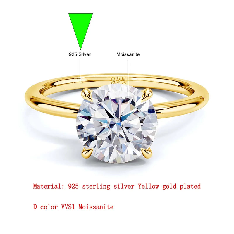 SDOOU Elegant 14K Gold Filled Six Claw Solitaire Moissanite Ring 1/2/3ct D VVS1 Round Cut  Everyday Wear Jewelry Gift for Women