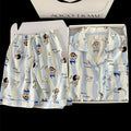 Shin-chan cartoon-patterned pajama set, a short-sleeved top and matching shorts, comfortable summer homewear